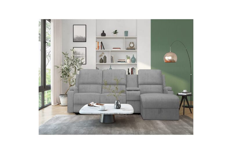 Reclinersofa med hjørne Loft24 Hjørnesofa 3-personers Loft24 Dallas Grå Höger - Møbler - Sofaer - Recliner sofaer