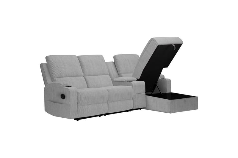 Reclinersofa med hjørne Loft24 Hjørnesofa 3-personers Loft24 Dallas Grå Höger - Møbler - Sofaer - Recliner sofaer