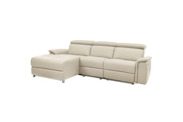 Reclinersofa med hjørne Loft24 Hjørnesofa 3-personers Pareli Vit Vänster