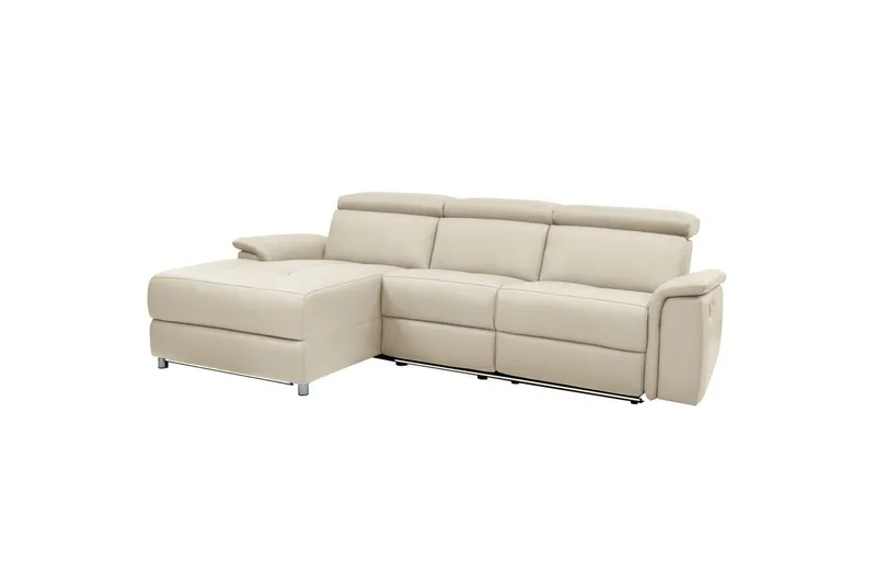 Reclinersofa med hjørne Loft24 Hjørnesofa 3-personers Pareli Vit Vänster, undefined