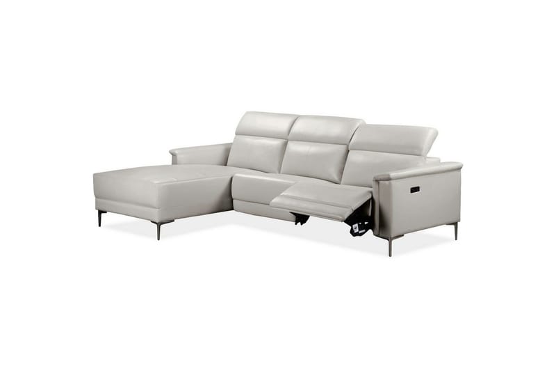 Reclinersofa med hjørne Loft24 Hjørnesofa 3-personers Lund Cream White Vänster - Møbler - Sofaer - Lædersofaer