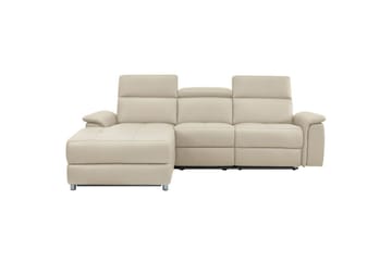 Reclinersofa med hjørne Loft24 Hjørnesofa 3-personers Pareli Vit Vänster - Møbler - Sofaer - Recliner sofaer