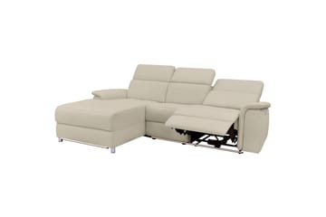 Reclinersofa med hjørne Loft24 Hjørnesofa 3-personers Pareli Vit Vänster - Møbler - Sofaer - Recliner sofaer