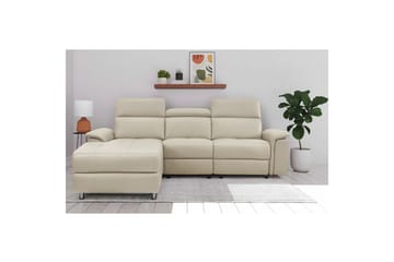 Reclinersofa med hjørne Loft24 Hjørnesofa 3-personers Pareli Vit Vänster - Møbler - Sofaer - Recliner sofaer