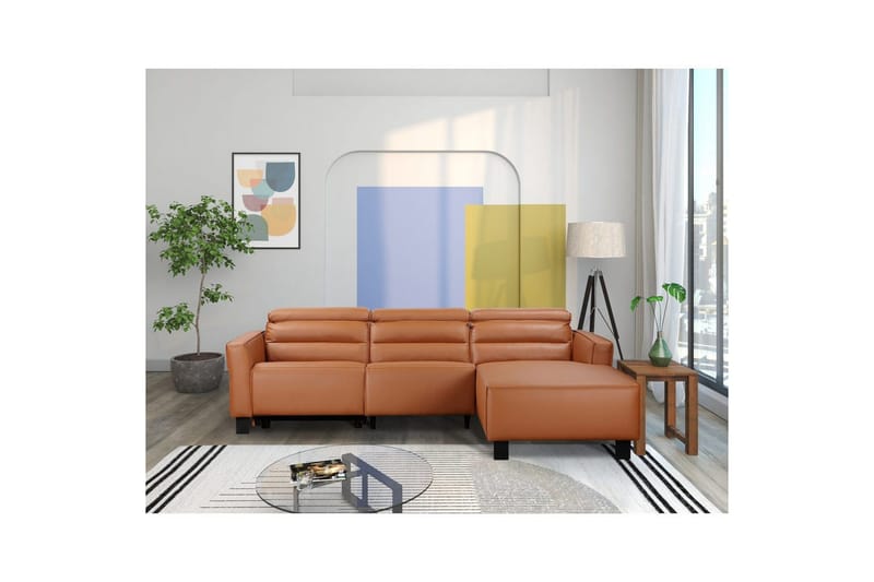 Reclinersofa med hjørne Loft24 Hjørnesofa Loft24 Carpari med elektrisk recliner Brun Højrevendt Kunstlæder - Møbler - Sofaer - Recliner sofaer