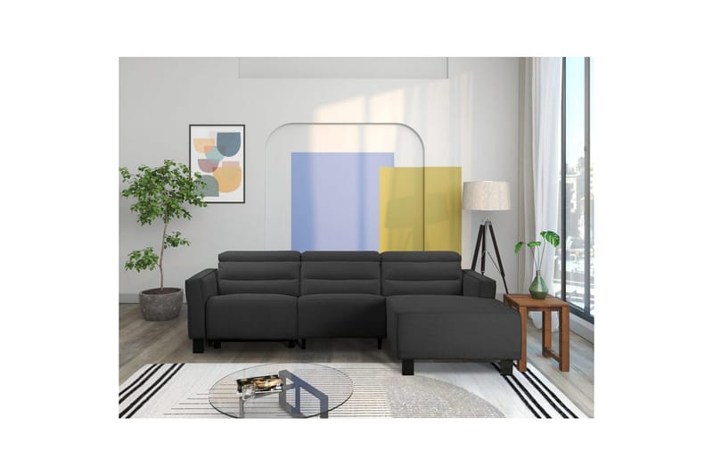 Reclinersofa med hjørne Loft24 Hjørnesofa Loft24 Carpari med elektrisk recliner Grå Höger Belfast tyg - Møbler - Sofaer - Recliner sofaer