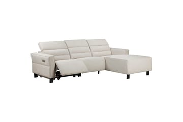 Reclinersofa med hjørne Loft24 Hjørnesofa Loft24 Carpari med elektrisk recliner Hvid Højrevendt Belfast-stof - Møbler - Sofaer - Recliner sofaer