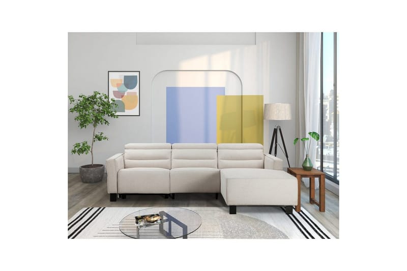 Reclinersofa med hjørne Loft24 Hjørnesofa Loft24 Carpari med elektrisk recliner Hvid Højrevendt Belfast-stof - Møbler - Sofaer - Recliner sofaer