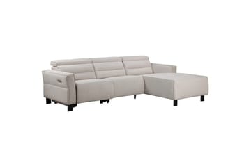 Reclinersofa med hjørne Loft24 Hjørnesofa Loft24 Carpari med elektrisk recliner Hvid Højrevendt Belfast-stof - Møbler - Sofaer - Recliner sofaer