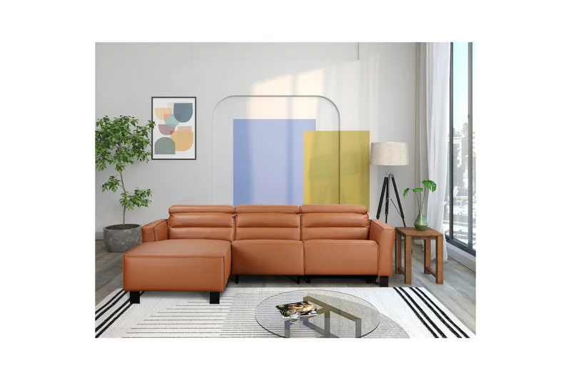 Reclinersofa med hjørne Loft24 Hjørnesofa Loft24 Carpari med manuel recliner Brun Venstrevendt Belfast-stof - Møbler - Sofaer - Recliner sofaer