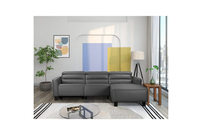 Reclinersofa med hjørne Loft24 Hjørnesofa Loft24 Carpari med manuel recliner Grå Højrevendt Belfast-stof - Møbler - Sofaer - Recliner sofaer