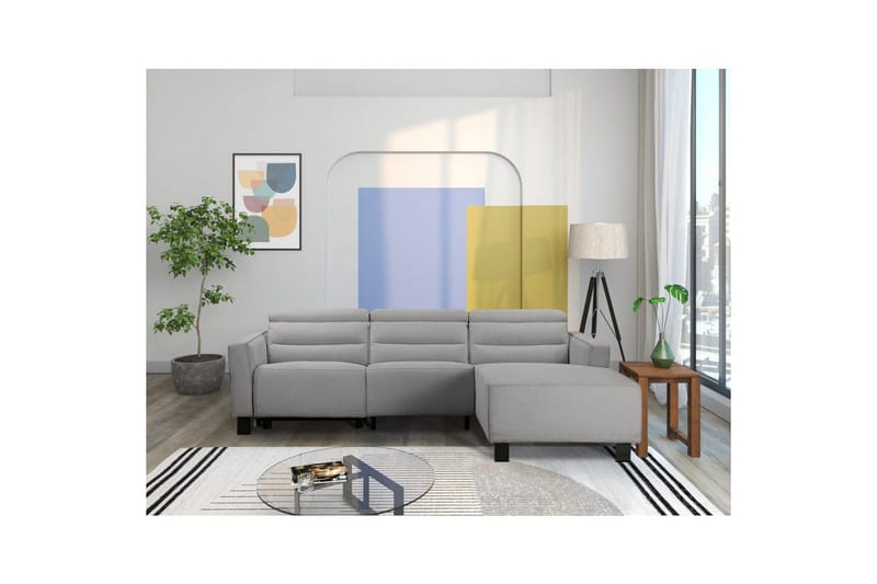 Reclinersofa med hjørne Loft24 Hjørnesofa Loft24 Carpari med manuel recliner Grå1 Højrevendt Belfast-stof - Møbler - Sofaer - Lædersofaer