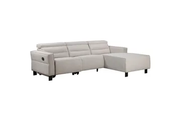 Reclinersofa med hjørne Loft24 Hjørnesofa Loft24 Carpari med manuel recliner Hvid Højrevendt Belfast-stof - Møbler - Sofaer - Recliner sofaer