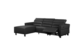 Reclinersofa med hjørne Loft24 Hjørnesofa Loft24 Carpari med manuel recliner Sort Venstrevendt Belfast-stof - Møbler - Sofaer - Lædersofaer