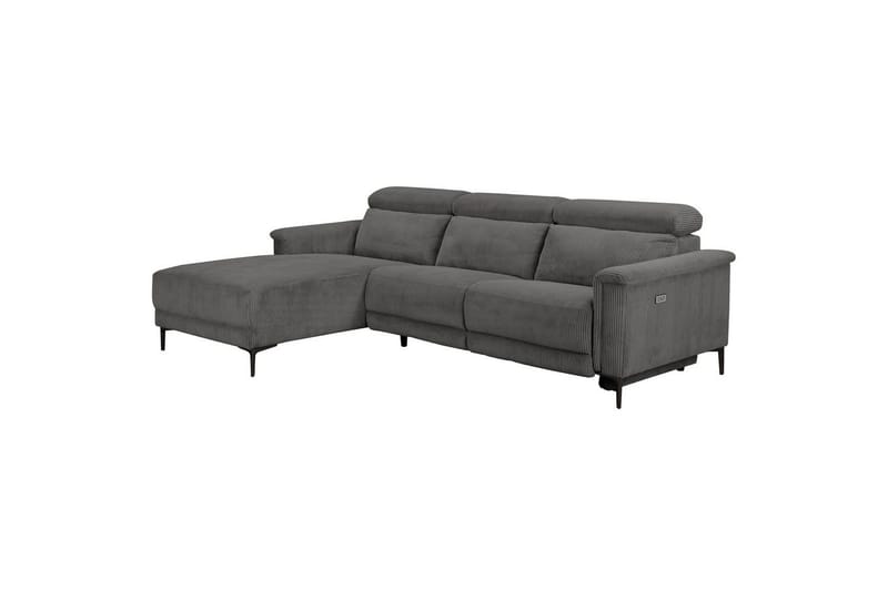 Reclinersofa med hjørne Loft24 Hjørnesofa Loft24 Lund med elektrisk recliner Grå Venstrevendt - Møbler - Sofaer - Recliner sofaer