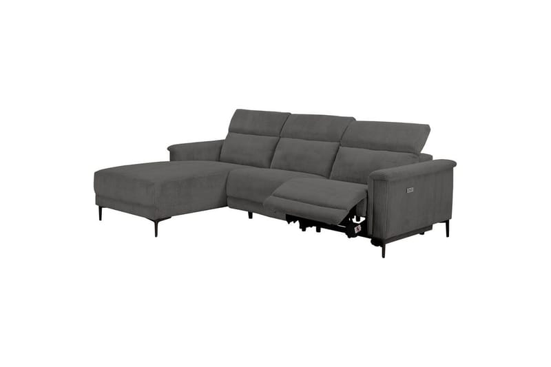 Reclinersofa med hjørne Loft24 Hjørnesofa Loft24 Lund med elektrisk recliner Grå Venstrevendt - Møbler - Sofaer - Recliner sofaer
