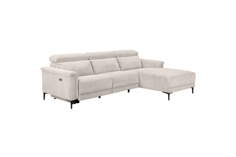 Reclinersofa med hjørne Loft24 Hjørnesofa Loft24 Lund med elektrisk recliner Hvid Højrevendt - Møbler - Sofaer - Recliner sofaer