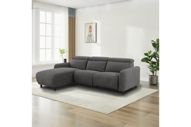 Reclinersofa med hjørne Loft24 Hjørnesofa Loft24 Skaane med elektrisk recliner Grå Höger Manchester - Møbler - Sofaer - Recliner sofaer