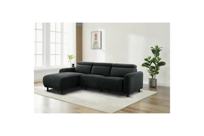 Reclinersofa med hjørne Loft24 Hjørnesofa Loft24 Skaane med elektrisk recliner Grå Venstrevendt Manchester - Møbler - Sofaer - Recliner sofaer