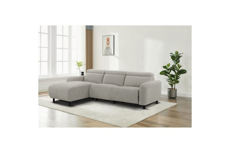 Reclinersofa med hjørne Loft24 Hjørnesofa Loft24 Skaane med elektrisk recliner Grå1 Venstrevendt Manchester - Møbler - Sofaer - Recliner sofaer