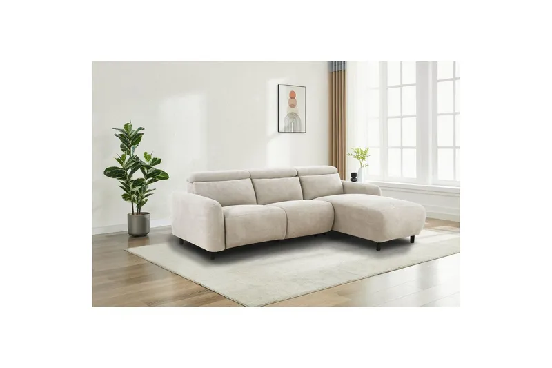 Reclinersofa med hjørne Loft24 Hjørnesofa Loft24 Skaane med elektrisk recliner Vit Höger Manchester - Møbler - Sofaer - Recliner sofaer
