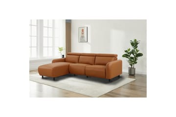 Reclinersofa med hjørne Loft24 Hjørnesofa Loft24 Skaane med manuel lænestol Brun Konstläder - Møbler - Sofaer - Lædersofaer
