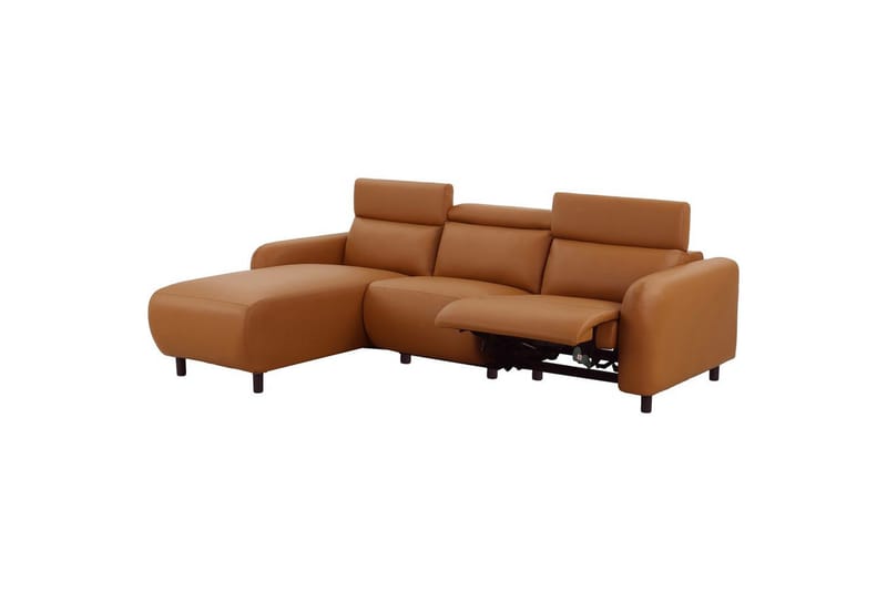 Reclinersofa med hjørne Loft24 Hjørnesofa Loft24 Skaane med manuel lænestol Brun Konstläder - Møbler - Sofaer - Lædersofaer
