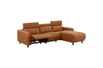 Reclinersofa med hjørne Loft24 Hjørnesofa Loft24 Skaane med manuel lænestol Brun Kunstlæder - Møbler - Sofaer - Lædersofaer