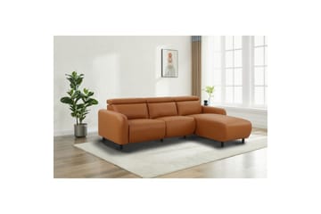 Reclinersofa med hjørne Loft24 Hjørnesofa Loft24 Skaane med manuel lænestol Brun Kunstlæder - Møbler - Sofaer - Lædersofaer