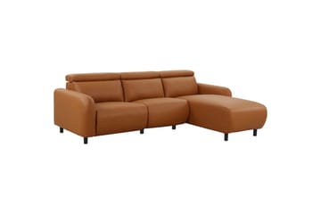 Reclinersofa med hjørne Loft24 Hjørnesofa Loft24 Skaane med manuel lænestol Brun Kunstlæder - Møbler - Sofaer - Lædersofaer