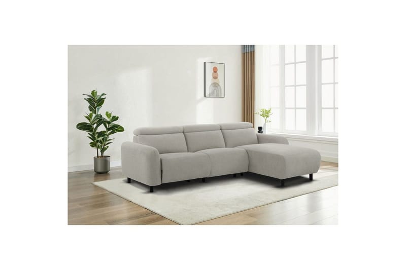Reclinersofa med hjørne Loft24 Hjørnesofa Loft24 Skaane med manuel lænestol Grå1 Belfast-stof - Møbler - Sofaer - Recliner sofaer