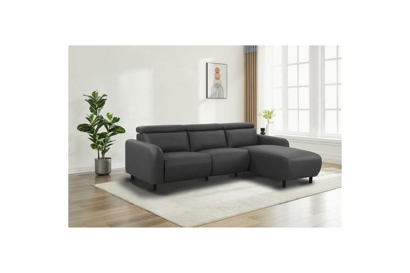 Reclinersofa med hjørne Loft24 Hjørnesofa Loft24 Skaane med manuel lænestol Grå1 Kunstlæder - Møbler - Sofaer - Recliner sofaer