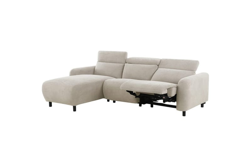 Reclinersofa med hjørne Loft24 Hjørnesofa Loft24 Skaane med manuel lænestol Hvid Belfast-stof - Møbler - Sofaer - Recliner sofaer