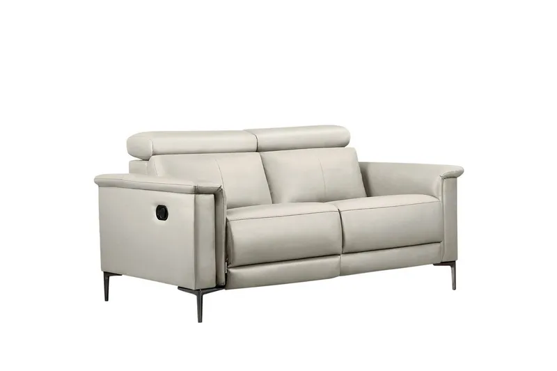Reclinersofa uden hjørne Loft24 2-personers sofa Lund creme, læder/PU, manuel hvilestol Cream White - Møbler - Sofaer - Lædersofaer