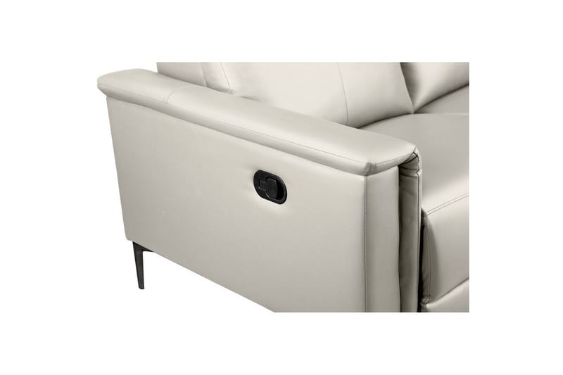 Reclinersofa uden hjørne Loft24 2-personers sofa Lund creme, l æder/PU, manuel hvilestol Cream White - Møbler - Sofaer - Lædersofaer