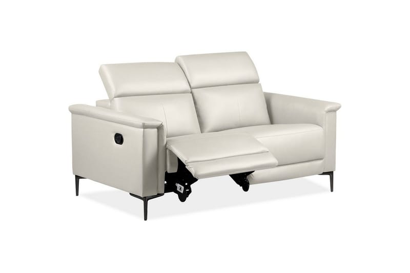 Reclinersofa uden hjørne Loft24 2-personers sofa Lund creme, læder/PU, manuel hvilestol Cream White - Møbler - Sofaer - Lædersofaer