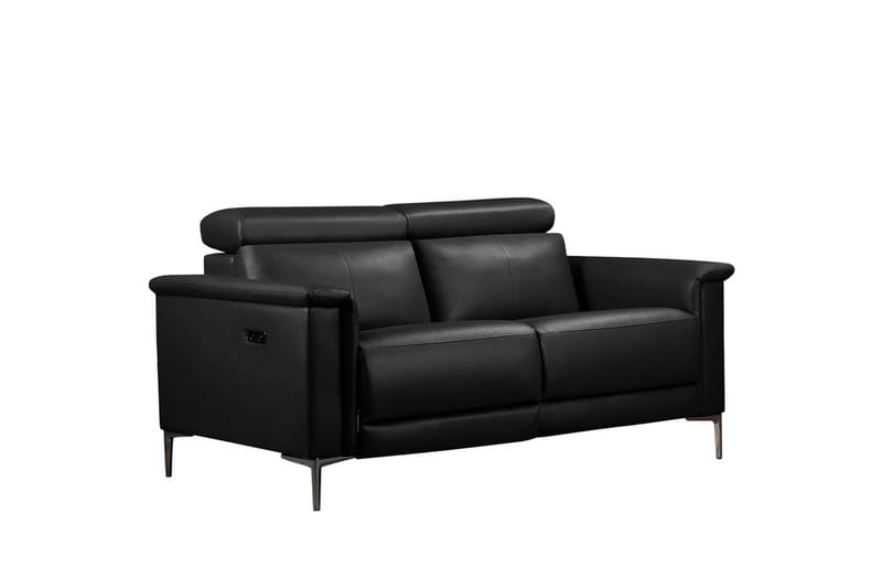 Reclinersofa uden hjørne Loft24 2-personers sofa Lund sort, læder/PU, elektrisk hvilestol Svart, Graphite Grey, undefined