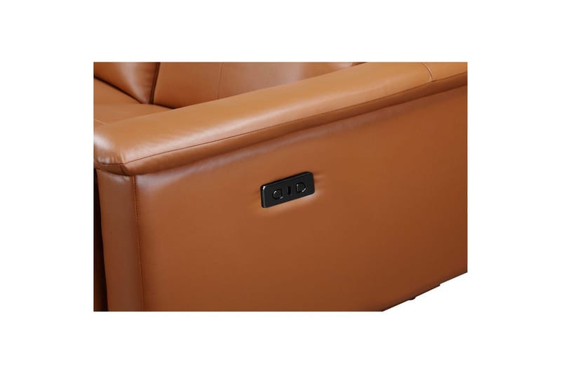 Reclinersofa uden hjørne Loft24 3-personers sofa Lund cognac Brun,Grå - Møbler - Sofaer - 3 personers sofa