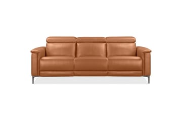 Reclinersofa uden hjørne Loft24 3-personers sofa Lund cognac Chocolate Brown,Grå - Møbler - Sofaer - 3 personers sofa