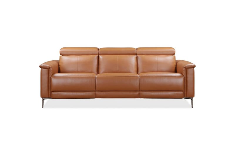 Reclinersofa uden hjørne Loft24 3-personers sofa Lund cognac Brun,Grå - Møbler - Sofaer - 3 personers sofa