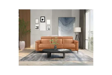 Reclinersofa uden hjørne Loft24 3-personers sofa Lund cognac Chocolate Brown,Grå - Møbler - Sofaer - 3 personers sofa