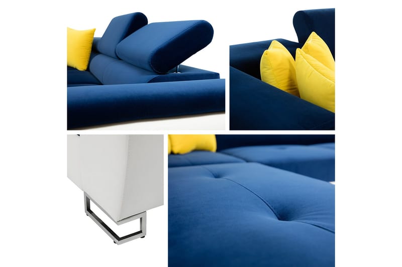 Reginia Sofa med Chaiselong 3-personers - Blå/Lys grå - Møbler - Sofaer - Sofa med chaiselong