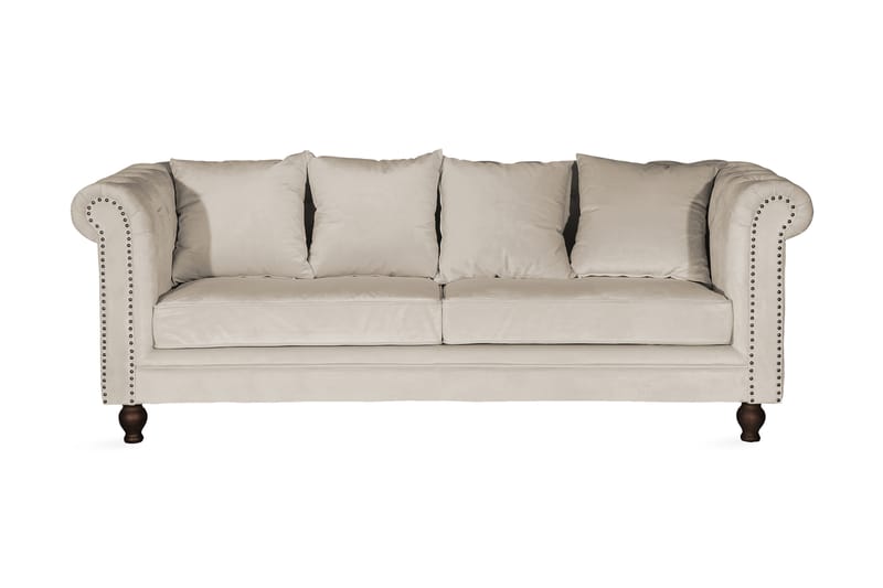 Robyn 3-personers Sofa Velour Beige - Chesterfield sofaer - 3 personers sofa - Velour sofaer