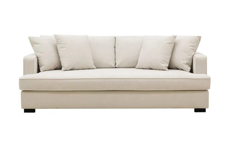 Rossita 3-personers Dyb Sofa med Hel Pude i Stof - Beige - Møbler - Sofaer - 3 personers sofa