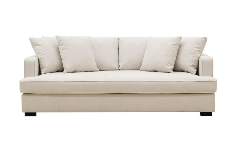 Rossita 3-personers Dyb Sofa med Hel Pude i Stof, Beige