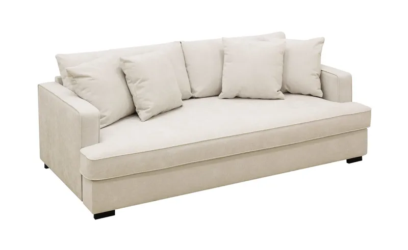 Rossita 3-personers Dyb Sofa med Hel Pude i Stof - Beige - Møbler - Sofaer - 3 personers sofa