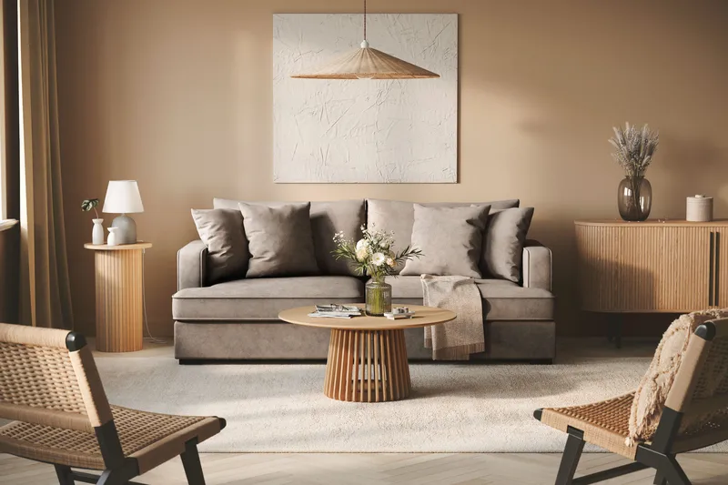 Rossita 3-personers Dyb Sofa i Stof - Brun - Møbler - Sofaer - 3 personers sofa