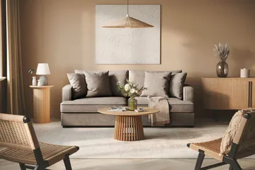 Rossita 3-personers Dyb Sofa i Stof - Brun - Møbler - Sofaer - 3 personers sofa