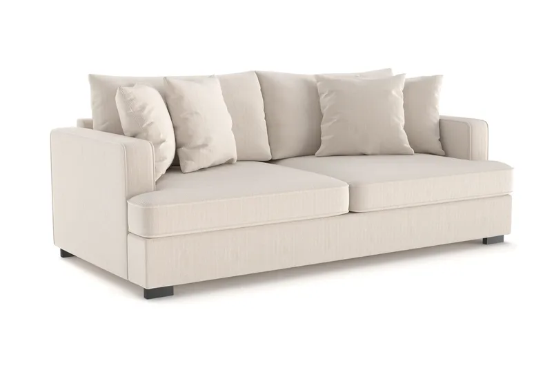 Rossita 3-personers Dyb Sofa i Jernbanefløjl - Beige - Møbler - Sofaer - 3 personers sofa