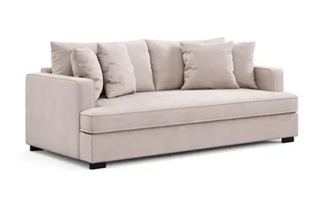 Rossita 3-personers Dyb Sofa med Hel Pude i Fløjl - Beige - Møbler - Sofaer - Velour sofaer